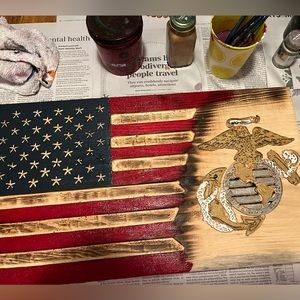 21.5x11.5 wood carved flags